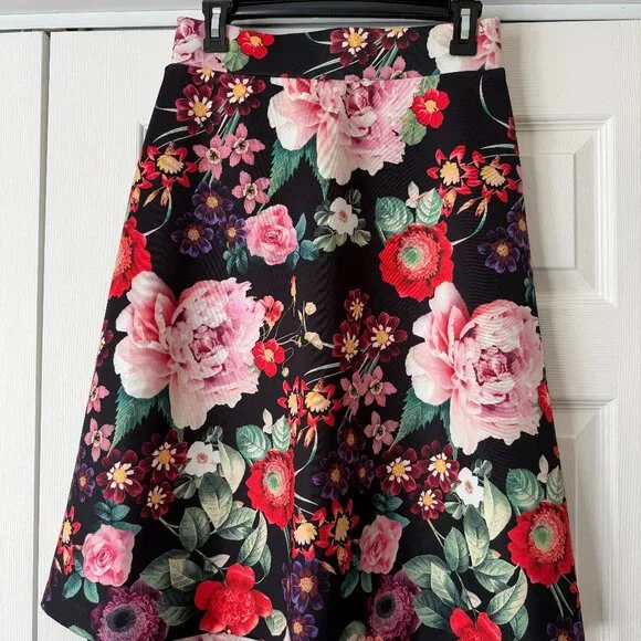 New York & Company Floral Scuba Aline Skirt - Picture 1 of 2